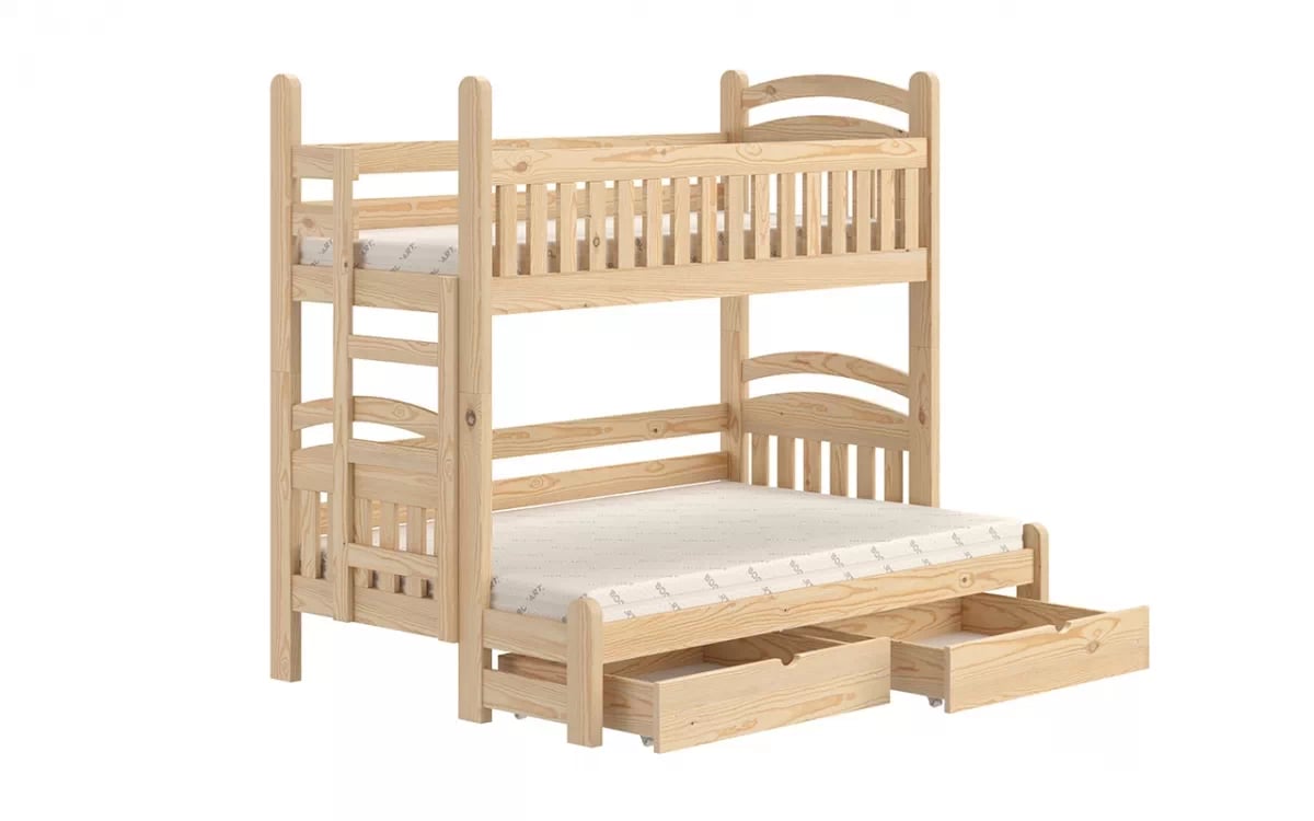 Detská poschodová posteľ Amely Maxi ľavá 90x200/120x200 cm - borovica sosnowe posteľ poschodová