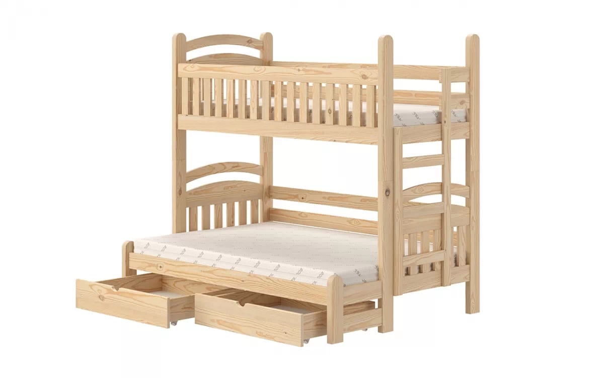 Detská poschodová posteľ Amely Maxi pravá 90x200/120x200 cm - borovica sosnowe posteľ poschodová