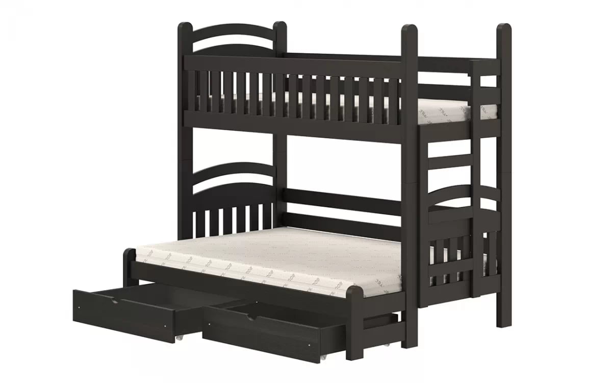 Poschodová posteľ Amely Maxi pravá - 90x200/140x200 cm - čierna čierny posteľ poschodová