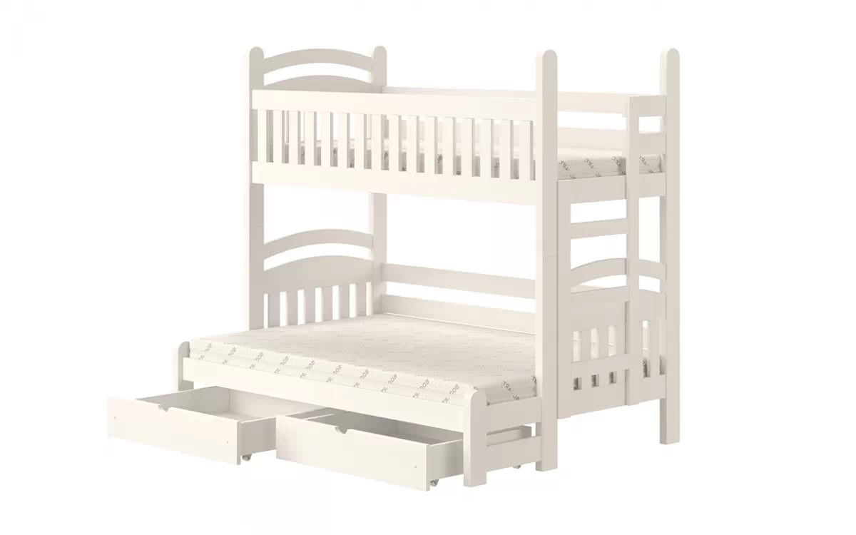 Patrová postel Amely Maxi pravá 90x200 / 140x200 cm - bílá biale postel dětské s zásuvkami