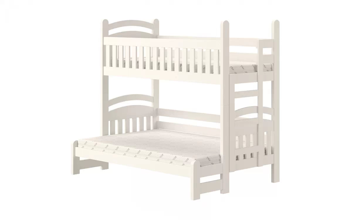Patrová postel Amely Maxi pravá 90x200 / 140x200 cm - bílá biale postel z drabinka