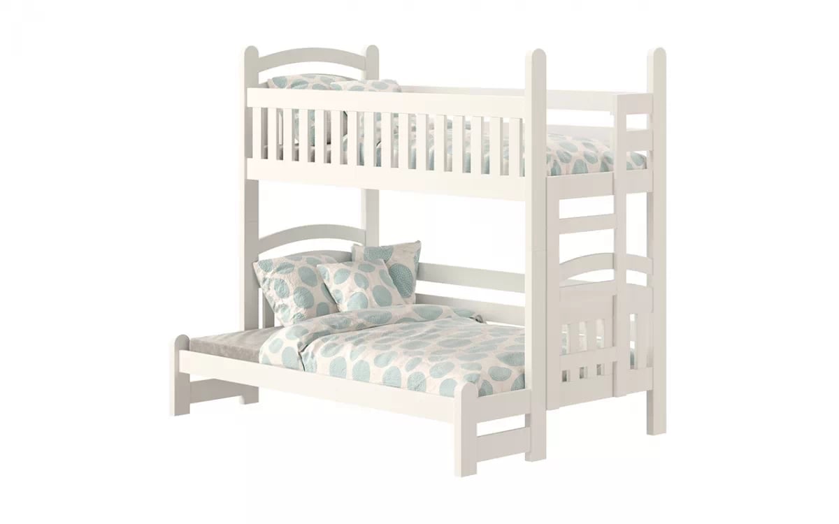 Patrová postel Amely Maxi pravá 90x200 / 140x200 cm - bílá wysokie, biale postel z drabinka