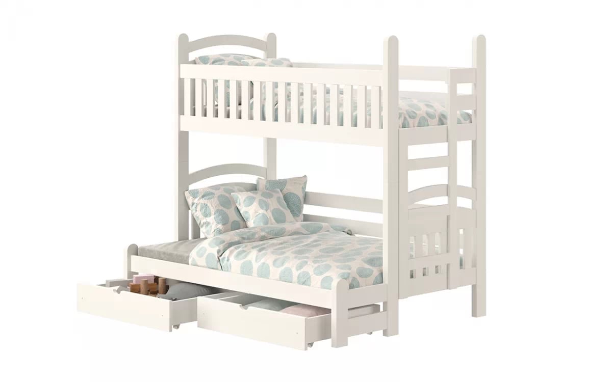 Patrová postel Amely Maxi pravá 90x200 / 140x200 cm - bílá dřevěnýpostel dětské z drabinka z prawej strony