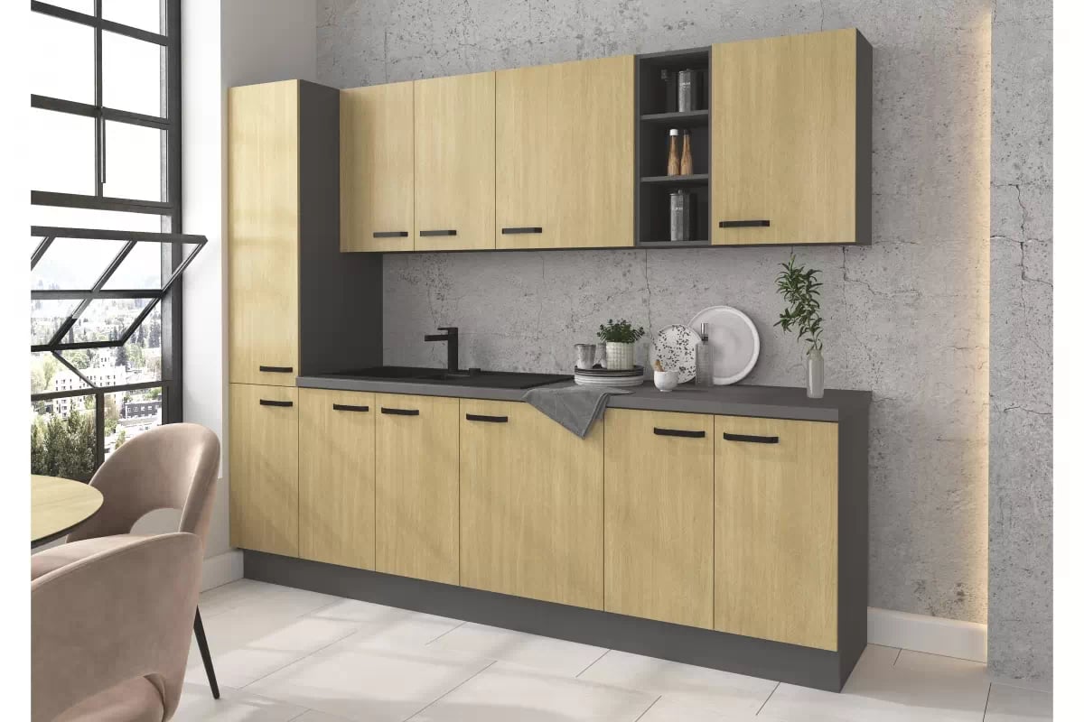 Spodní sokl Leonardi H-15 - 200 cm / antracitová kolekce nábytku kuchennych Leonardi - aranzacja 1