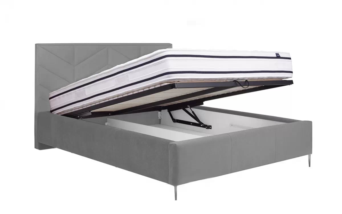 Čalouněná postel Lindi 180x200 cm s úložným prostorem - ocelové černé nožky postel Lindi s úložným prostorem na posciel