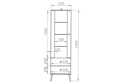 Vitrína presklená Naemo 01 55 cm - Blankyt tmavý / zlote nožičky Vitrína presklená Marine 01 s dvoma zásuvkami - Blankyt tmavý / zlaté - Rozmery