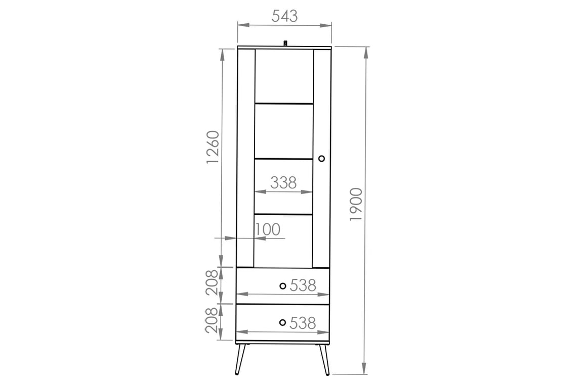 Vitrína presklená Naemo 01 55 cm - Blankyt tmavý / zlote nožičky Vitrína presklená Marine 01 s dvoma zásuvkami - Blankyt tmavý / zlaté - Rozmery