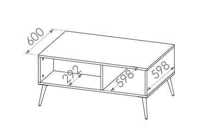 Konferenční stolek Naemo 07 90x60 cm - tmavý blankyt / zlaté nožky Konferenční stolek Marine 07 z wnekami - Blankyt tmavý / Podstavec - Rozměry