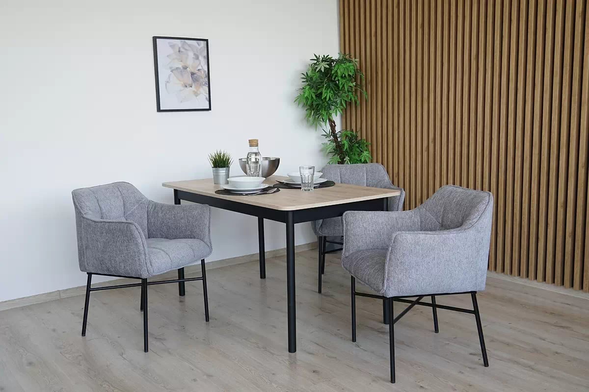 Čalouněná jídelní židle Rozalio s područkami - tmavě šedá Sigma 09 / černé nožky - Konec série Židle z podlokietnikami