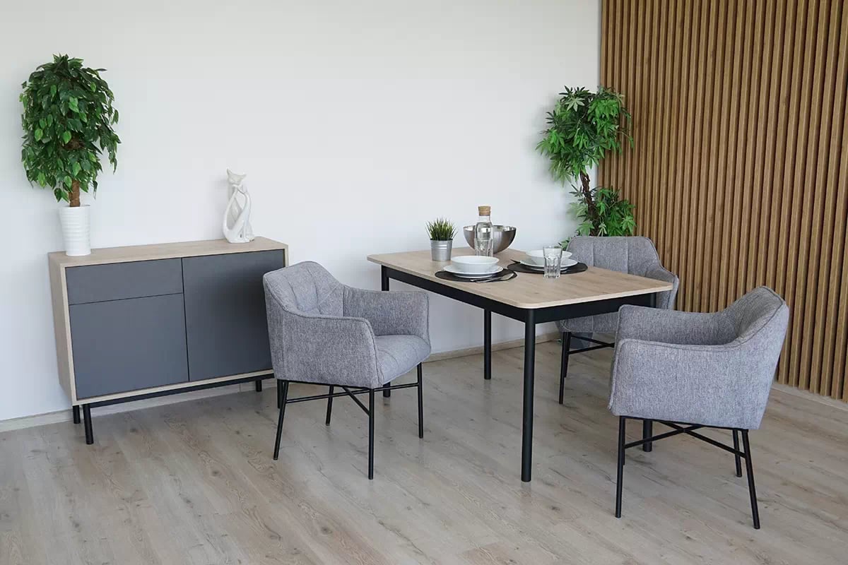 Čalouněná jídelní židle Rozalio s područkami - tmavě šedá Sigma 09 / černé nožky - Konec série židle čalouněné z podlokietnikami Rozalio - Tmavě šedý Sigma 09 / černé Nohy  - aranzacja