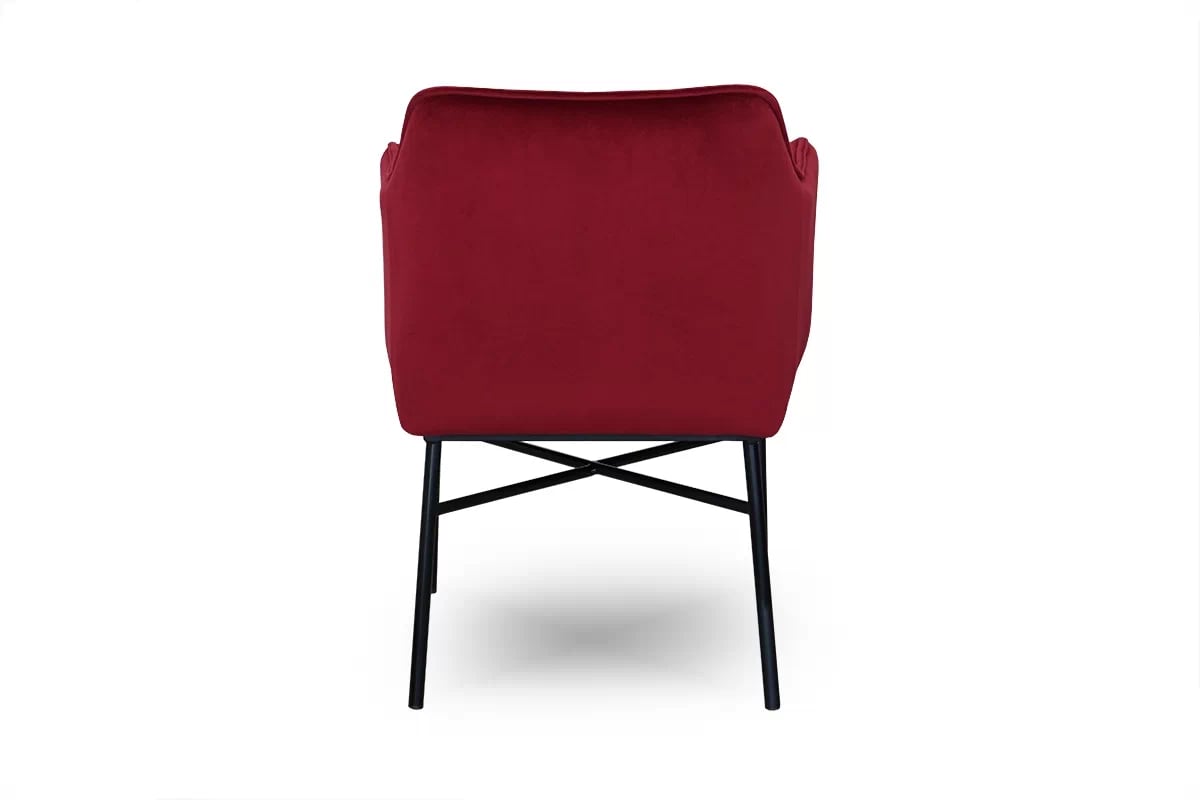 Stolička čalúnená Rozalio s podrúčkami - červená látka Salvador 13 / čierne nožičky - Koncovka Série bordowe Stolička na czarnych nogach