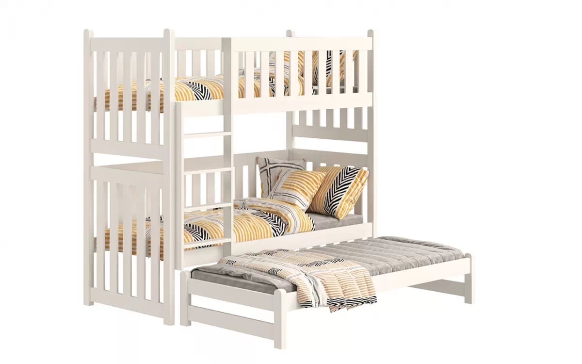 Patrová výsuvná postel Swen 80x180 cm - bílá postel patrová  výsuvná Swen - Barva Bílý