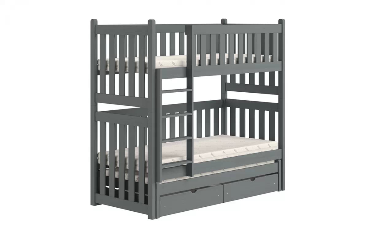 Poschodová posteľ s prístelkou Swen - grafit, 90x190 Posteľ poschodová výsuvna Swen - Farba Grafit