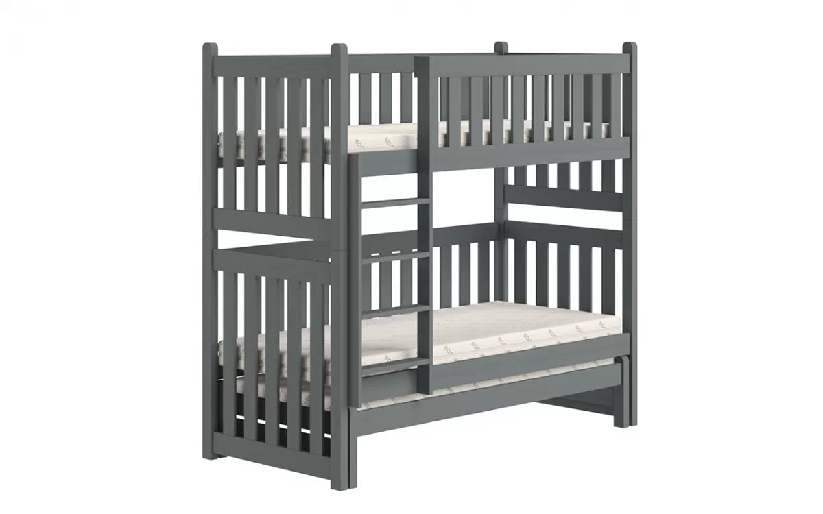 Poschodová posteľ s prístelkou Swen - grafit, 80x200 Posteľ poschodová výsuvna Swen - Farba Grafit