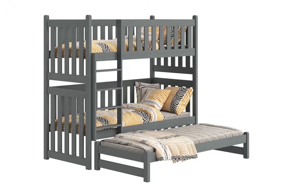 Poschodová posteľ s prístelkou Swen - grafit, 80x160 Posteľ poschodová výsuvna Swen - Farba Grafit