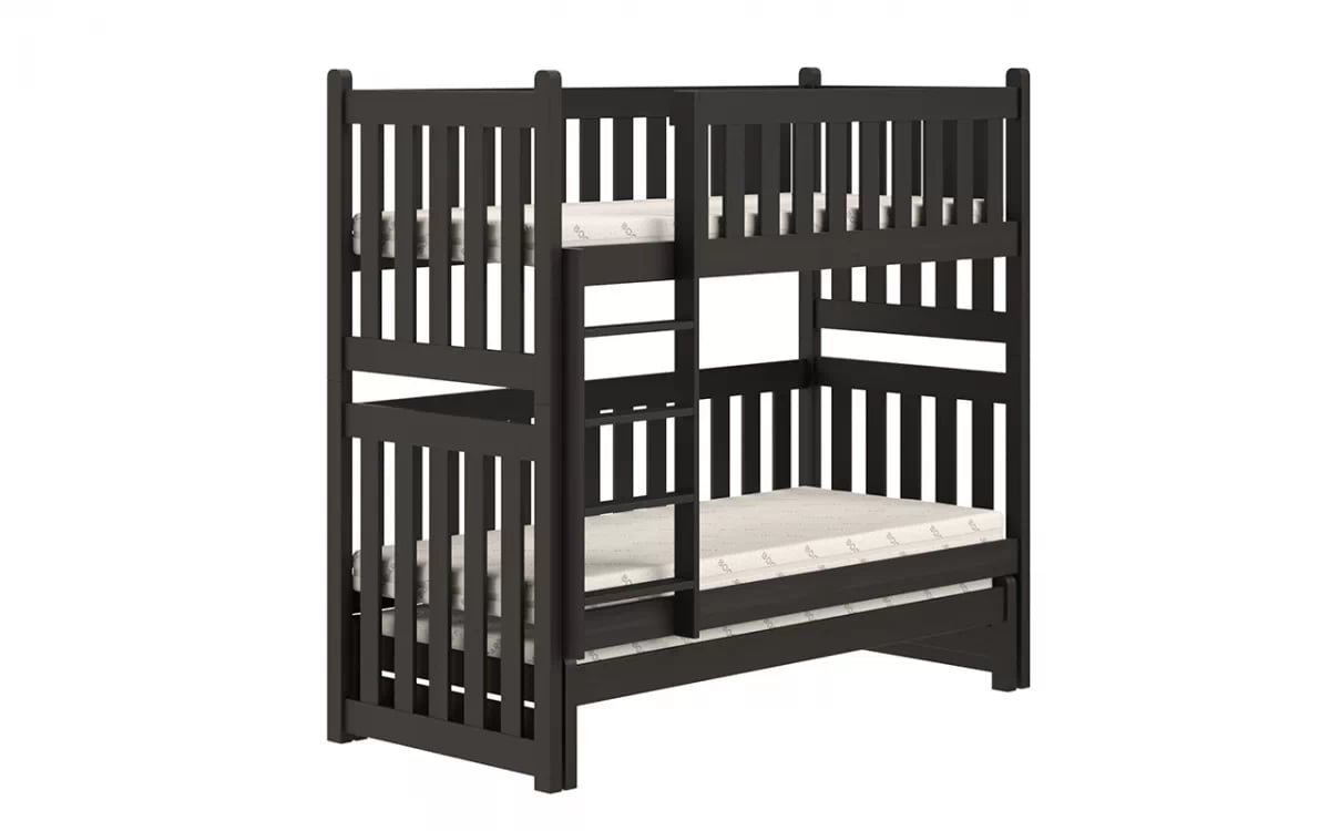 Poschodová posteľ s prístelkou Swen - čierny, 80x160 Posteľ poschodová výsuvna Swen - Farba Čierny