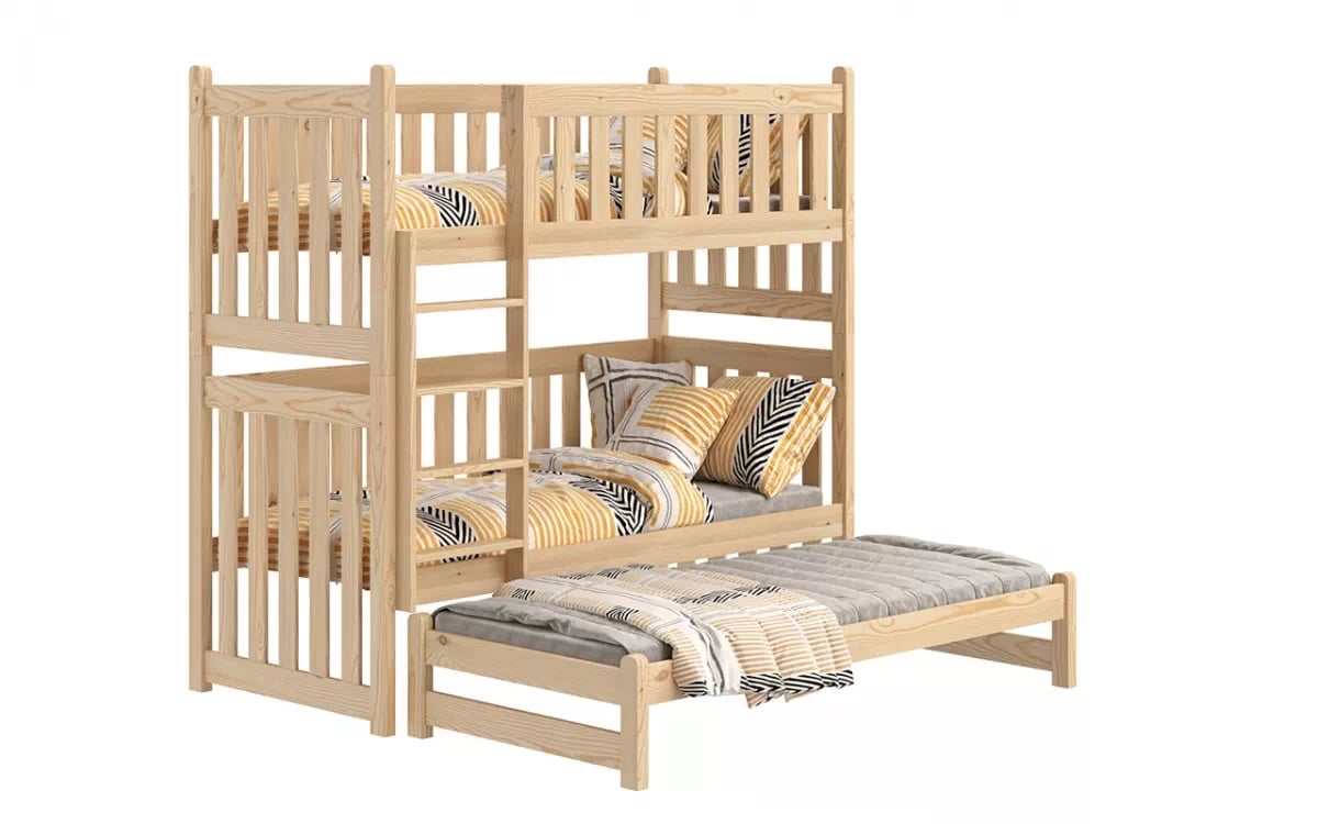 Poschodová posteľ s prístelkou Swen - borovica, 90x190 Posteľ poschodová výsuvna Swen - Farba Borovica