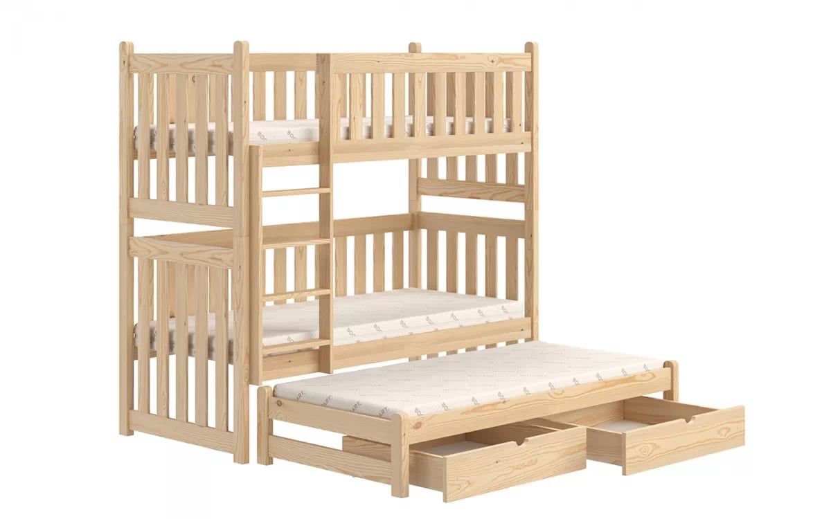 Poschodová posteľ s prístelkou Swen - borovica, 80x160 Posteľ poschodová výsuvna Swen - Farba Borovica
