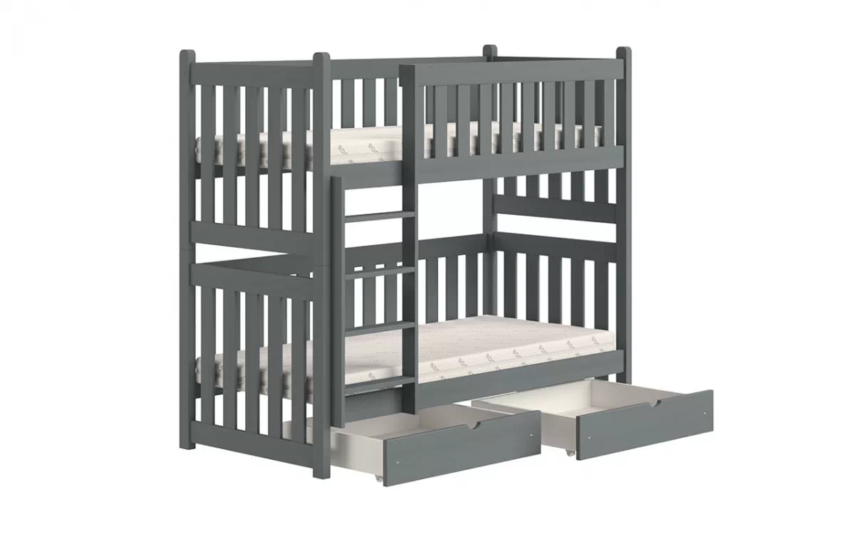 Poschodová posteľ Swen so zásuvkami - 70x140 cm - grafitová Posteľ poschodová Swen PP 026 - Farba Grafit