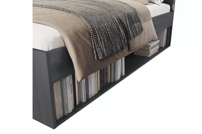 Postel 180x200 s čalouněným zaglowiem Galaxy 52 - Dub carbon postel z policemi