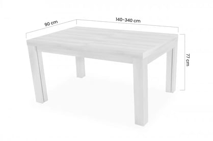 Rozkladací jedálenský stôl 140 -340 cm Kalabria - venge Stôl w drewnianej okleinie rozkladany 140-340 cm Kalabria na drewnianych nogach - Venge - Rozmery