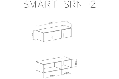 Nástavec na skříň Smart SRN2 150 cm - dub artisan Nástavec do Skříně Smart SRN2 - artisan - schemat