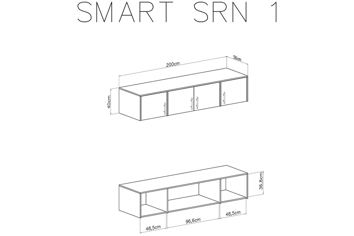 Nástavec na skříň Smart SRN1 - dub artisan Nástavec do Skříně Smart SRN1 - artisan - schemat