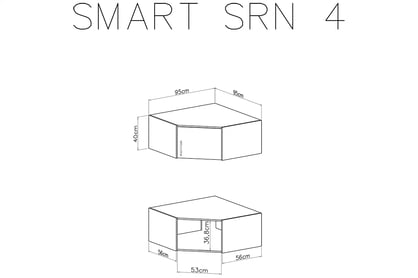 Rohový nástavec na skříň Smart SRN4 - dub artisan Nástavec do Skříně naroznej Smart SRN4 - artisan - schemat