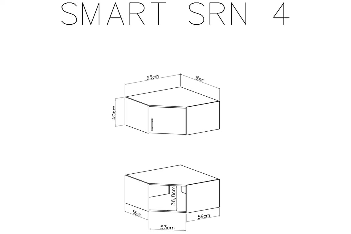 Rohový nástavec na skříň Smart SRN4 - dub artisan Nástavec do Skříně naroznej Smart SRN4 - artisan - schemat