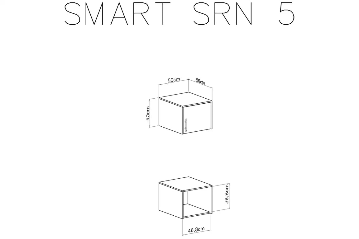 Nástavec na skříň Smart SRN5 - dub artisan Nástavec do Skříně Smart SRN5 - artisan - schemat