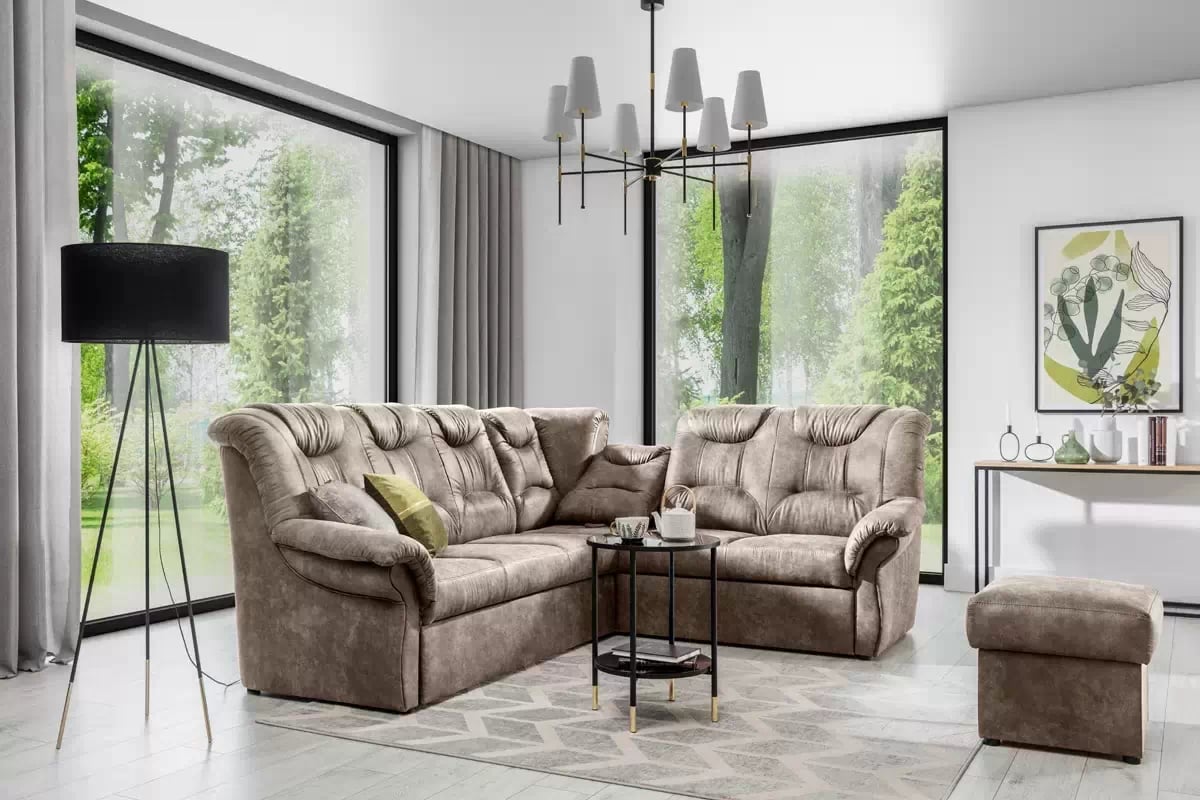 Rohová sedacia súprava Lonigo L pravá - hnedá látka Forever 63 Rohová sedacia súprava pravá strana . Lonigo L