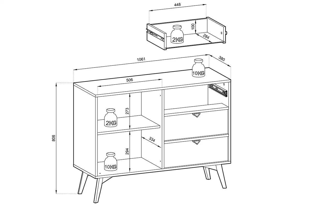 Komoda jednodverová s tromi zásuvkami Lumira 106 cm - Pieskový / jedľa skandi Komoda jednodverová s tromi zásuvkami Lumira 106 cm - Pieskový / jodelka skandi - wymairy