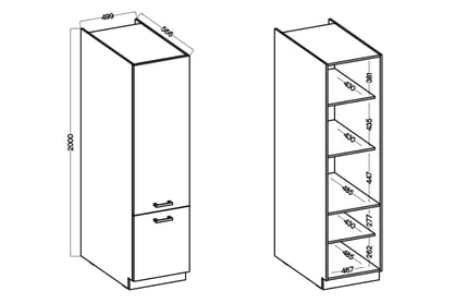 Kuchynská linka Mirana 1,5m - biely Laminát Mirana HSG 50/190 - Rozmery Skrinky 