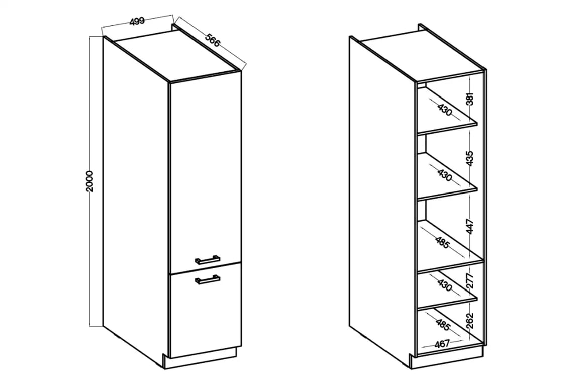 Kuchynská linka Mirana 1,5m - biely Laminát Mirana HSG 50/190 - Rozmery Skrinky 