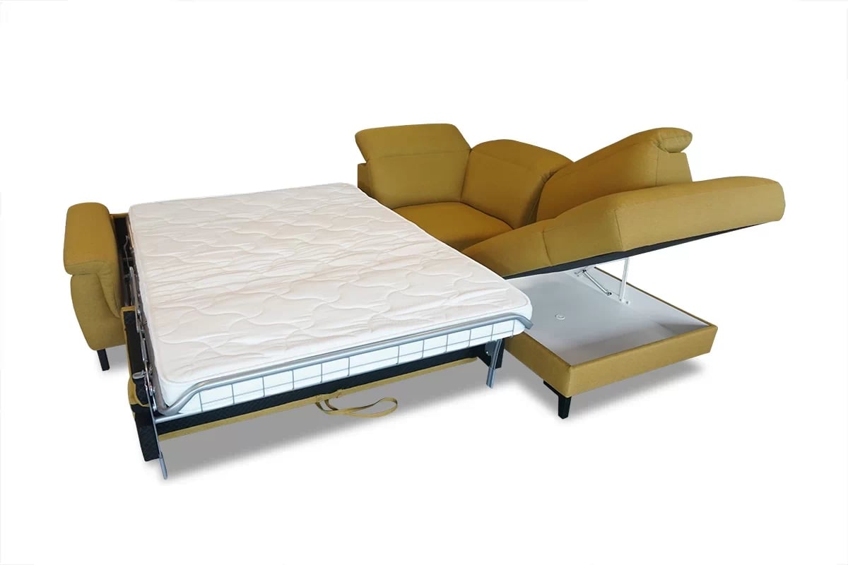 Rohová rozkladacia sedacia súprava Mia Pravá - medový zamat Evolutions 08 / čierne nožičky Rohová sedacia súprava pravá strana s funkciou spánku Mia - zlaté evolutions KR10716 / Nohy Drevo čierny