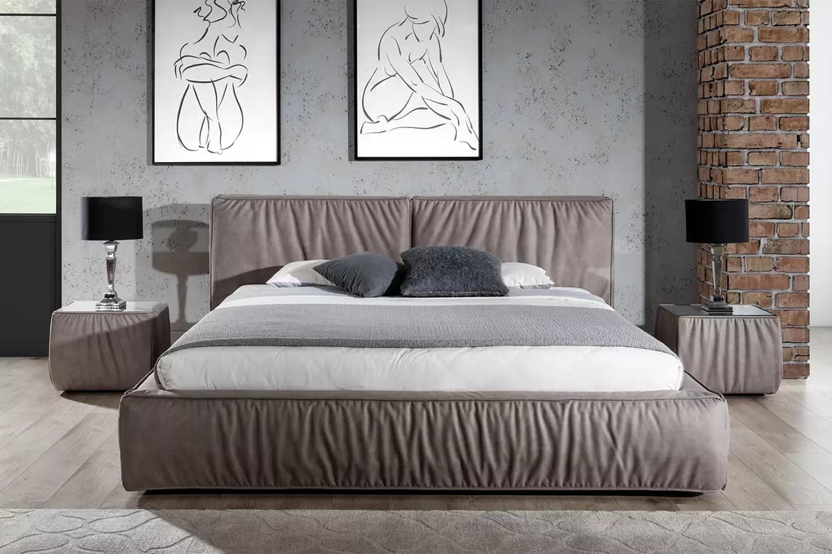 Postel čalouněné 180x200 Bolsena - Bordová - Omezená nabídka Postel čalouněné 180x200 Bolsena - Bordová - zdjeciep pogladowe - aranzacja