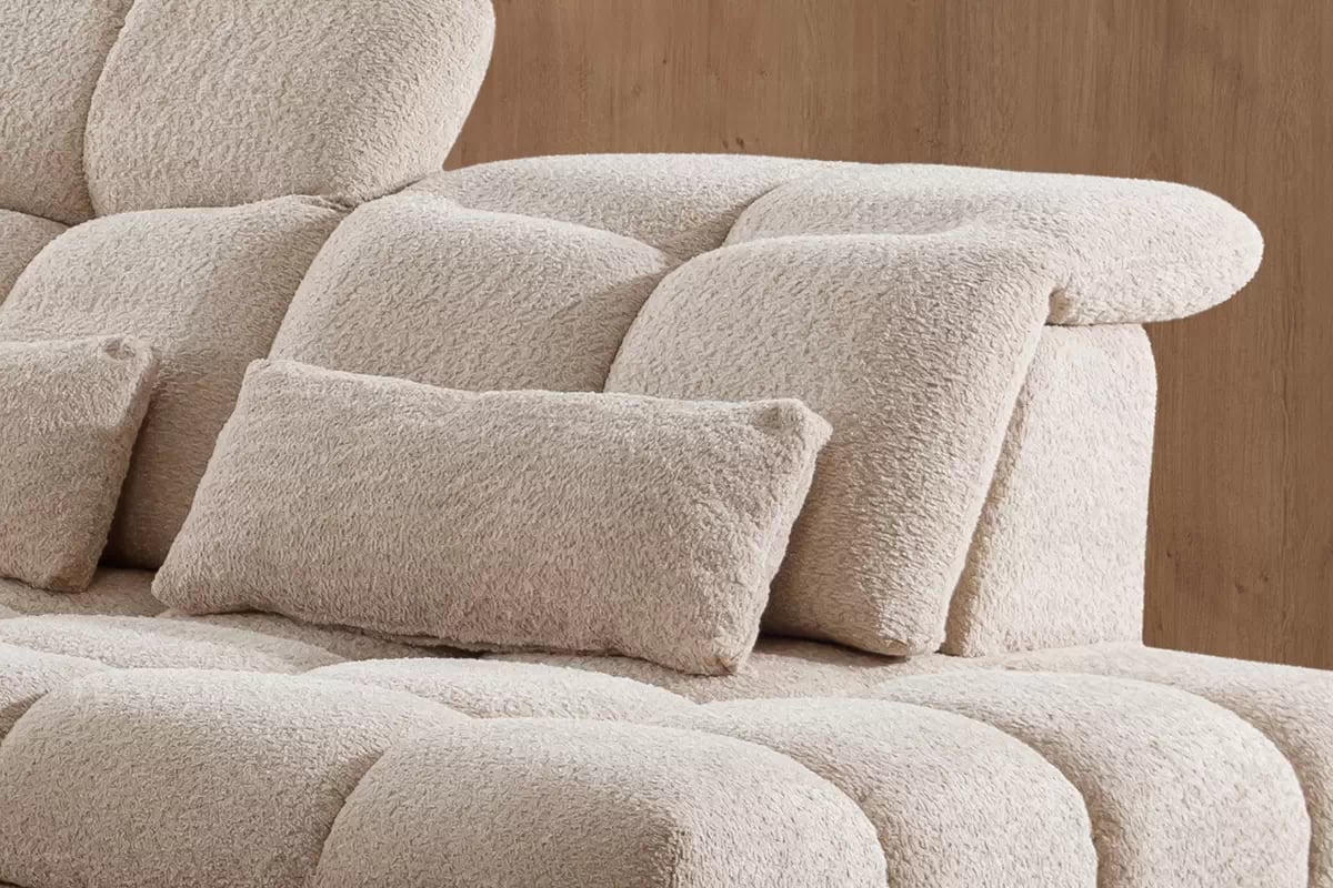 Rohová sedacia súprava Magnelio U pravá elektrická s rozkladacou funkciou - béžová bouclé Catch Me 02 Rohová sedacia súprava pravá strana s elektricky výsuvným sedákem i i funkcja spania Magnelio U - béžový 