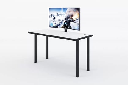 Birou de scris gaming Lamit 120 cm cu înălțime reglabilă - alb / negru