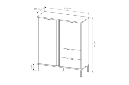 Komoda Lomin 100 cm se zásuvkami - černá / dub artisan Komoda dvoudveřová s zásuvkami Lomin 100 cm - Černý / Dub artisan 