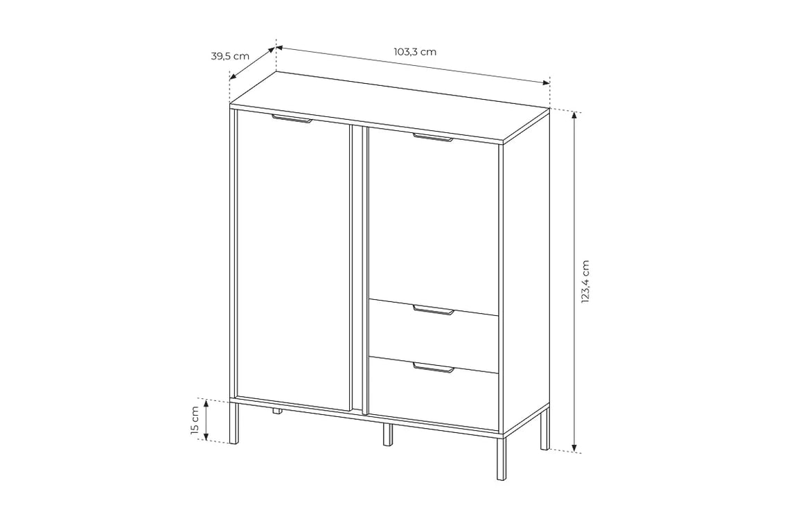 Komoda Lomin so zásuvkami 100 cm - čierny / Dub artisan Komoda dvojdverová so zásuvkami Lomin 100 cm - Čierny / Dub artisan 