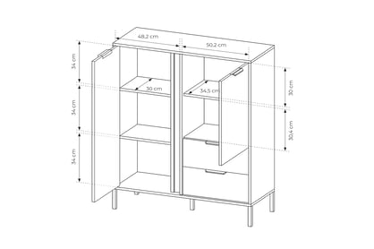 Komoda Lomin so zásuvkami 100 cm - čierny / Dub artisan Komoda dvojdverová so zásuvkami Lomin 100 cm - Čierny / Dub artisan 