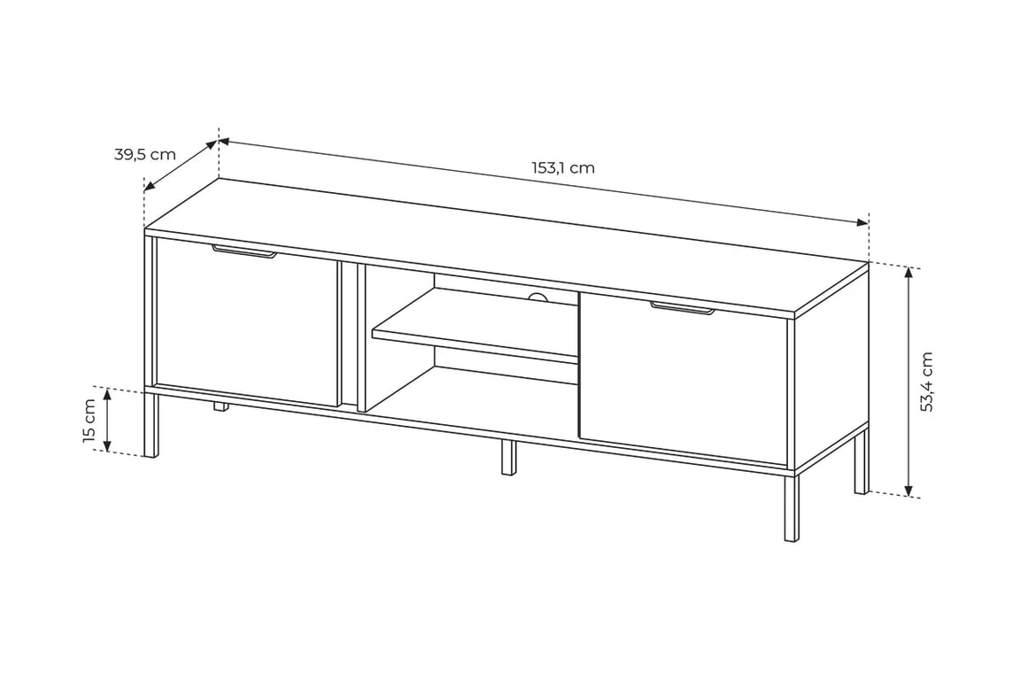 TV stolík Lomin s otvorenou policou 150 cm - čierny / Dub artisan TV skrinka Lomin dvojdverová s výklenkom 150 cm - Čierny / Dub artisan 