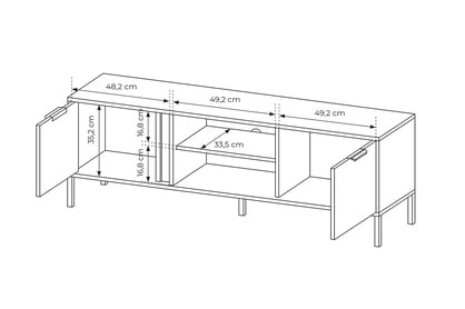 TV stolík Lomin s otvorenou policou 150 cm - čierny / Dub artisan TV skrinka Lomin dvojdverová s výklenkom 150 cm - Čierny / Dub artisan 