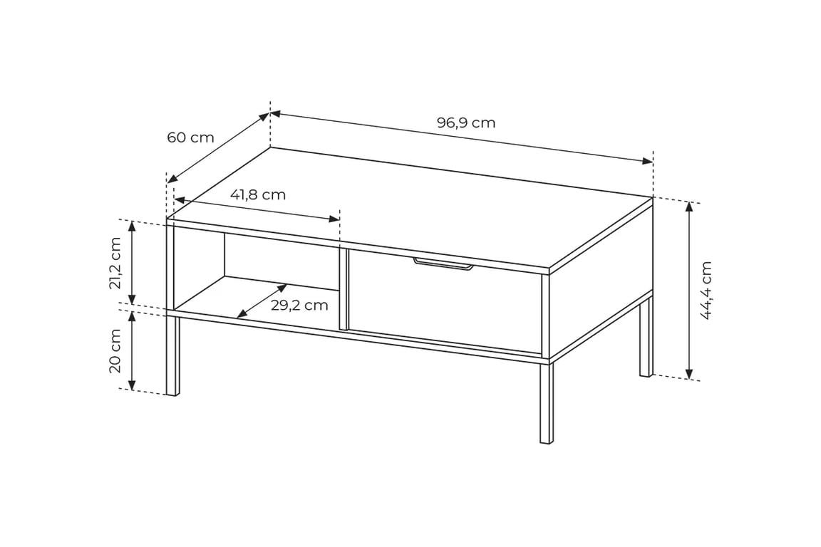 Konferenční stolek Lomin 100 cm se zásuvkou a výklenkem - černá / dub artisan Konferenční stolek Interi z szuflada i wneka 100 cm - Antracytová 