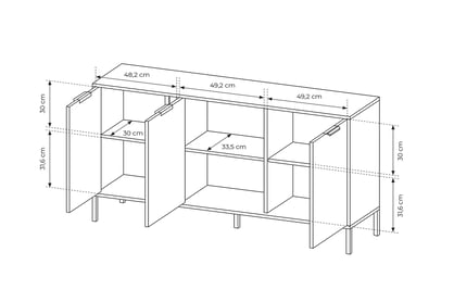 Komoda Lomin 150 cm - béžová / dub viking Komoda třídveřová Lomin 150 cm - Béžová / Dub viking 