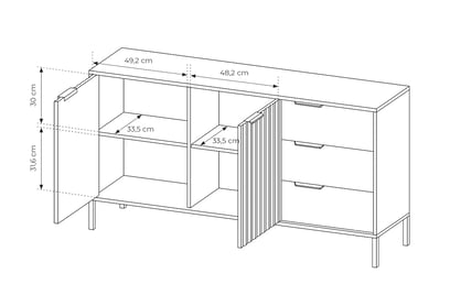 Komoda so zásuvkami Lomin 150 cm - Béžová / Dub viking Komoda dvojdverová so zásuvkami Lomin 150 cm - Béžová / Dub viking 