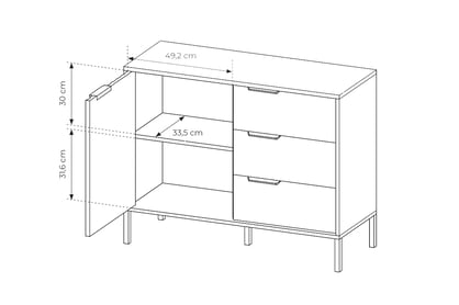 Komoda Lomin 100 cm se zásuvkami - béžová / dub viking Komoda jednodveřová s zásuvkami Lomin 100 cm - Béžová / Dub viking 