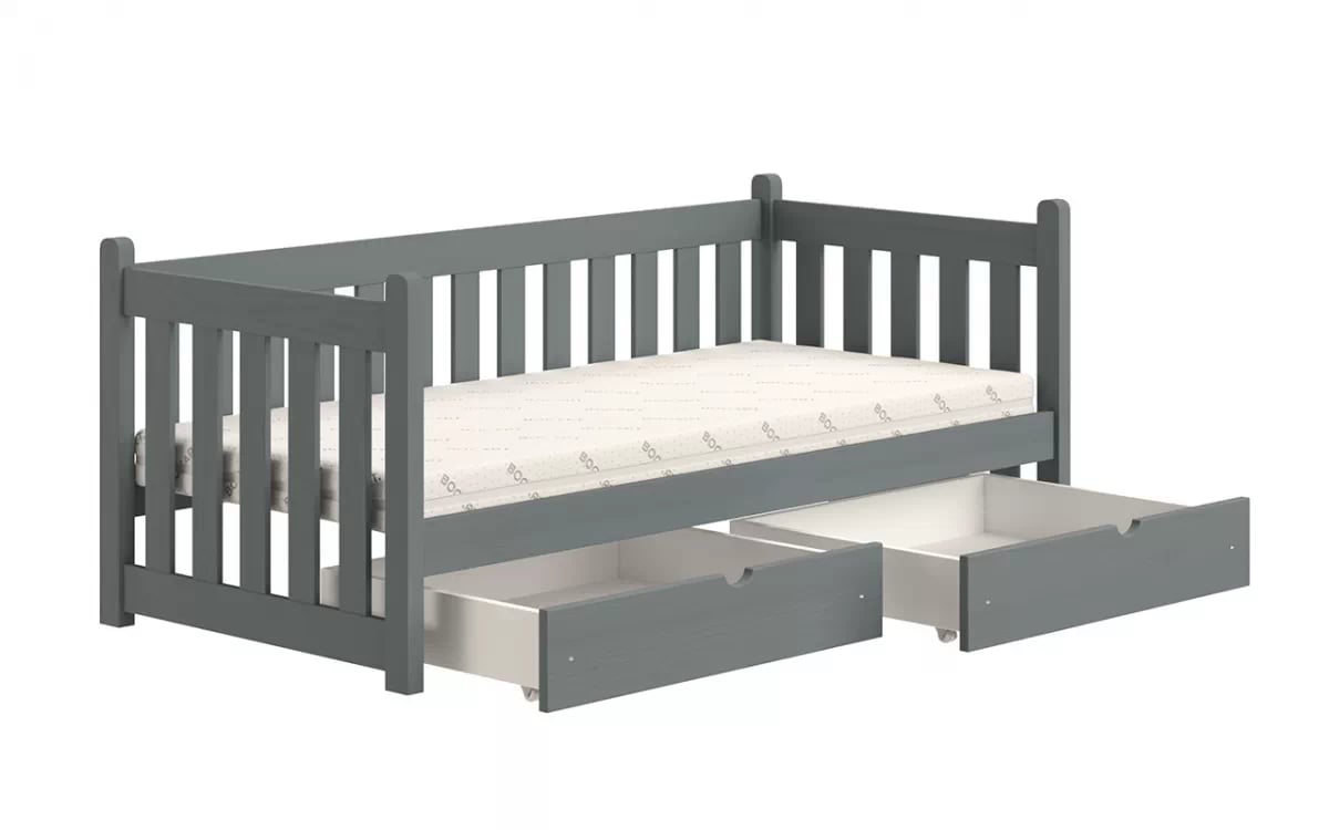 Dětská postel Swen 90x190 cm se zásuvkami - grafitová postel přízemní dřevěná Swen DP 001 - grafit
