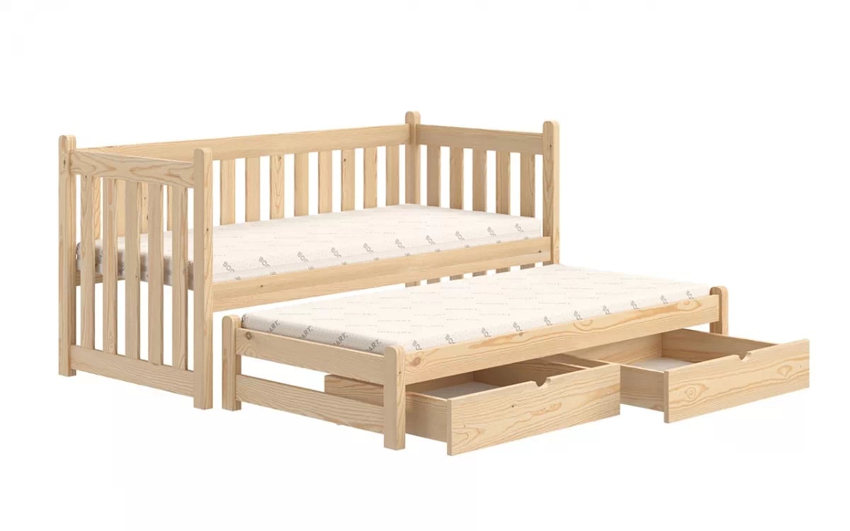 Detská posteľ Swen s prístelkou - 90x180 cm - borovica Posteľ prízemná výsuvna Swen - Farba Borovica