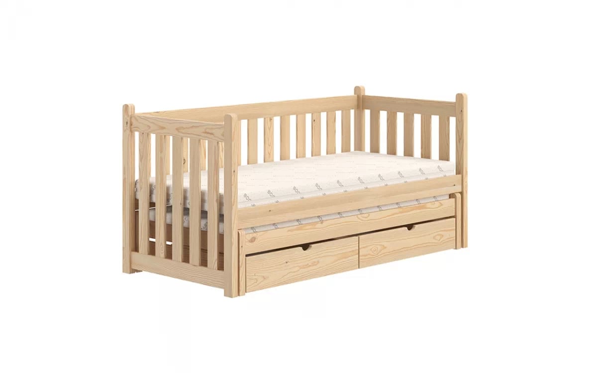 Výsuvná dětská postel Swen 90x190 cm se zásuvkami - borovice postel přízemní výsuvná Swen - Barva Borovice